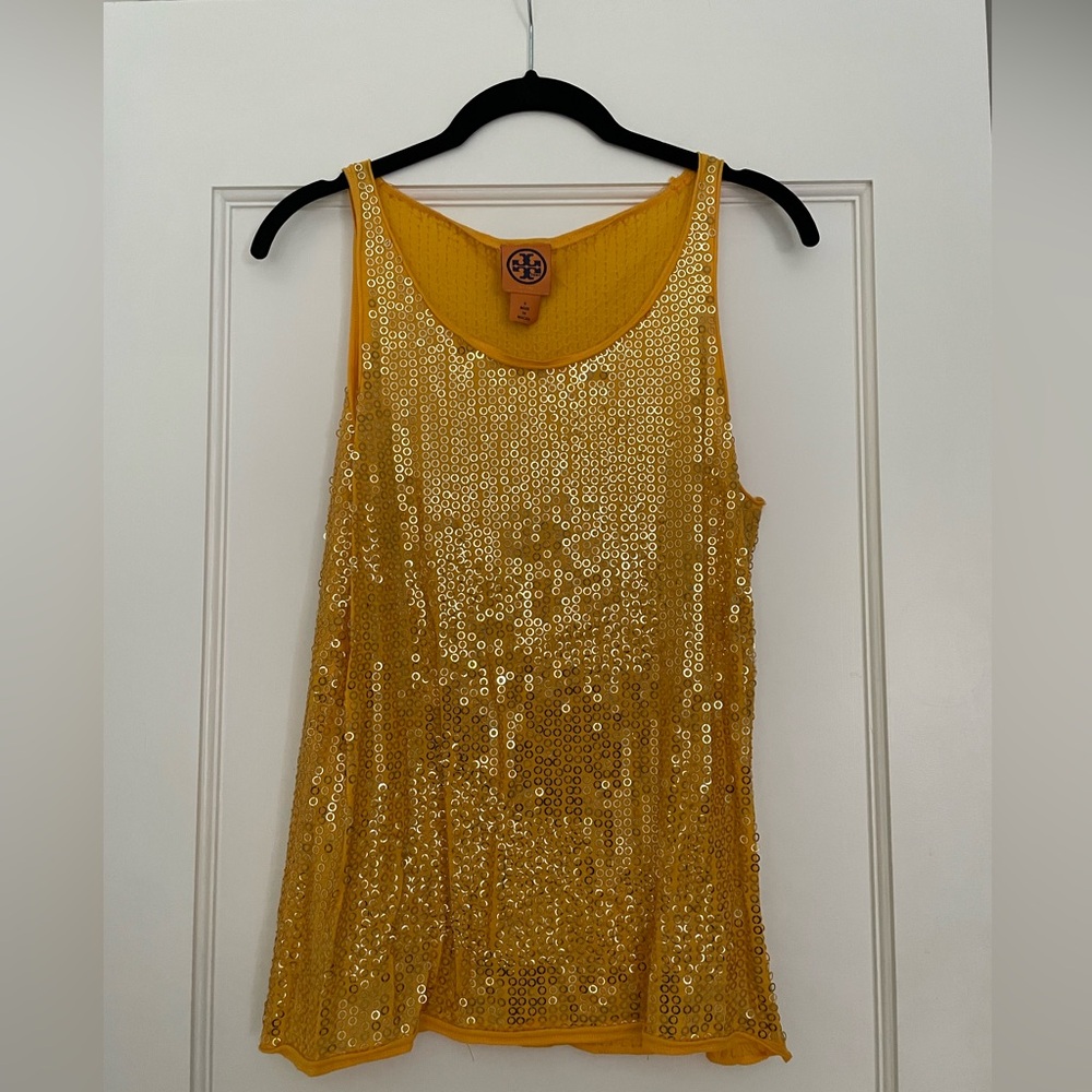 Tory Burch Gold Sequin Top